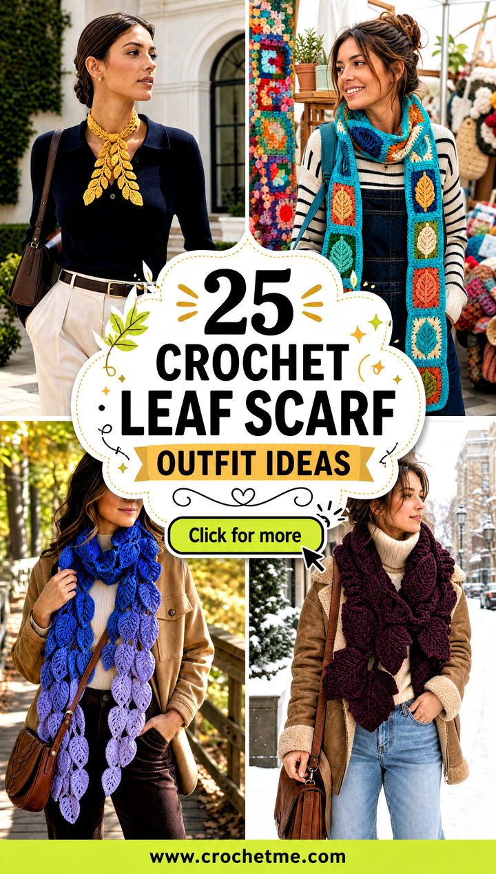 25 crochet leaf scarf outfit ideas - 25 crochet leaf scarf outfit ideas