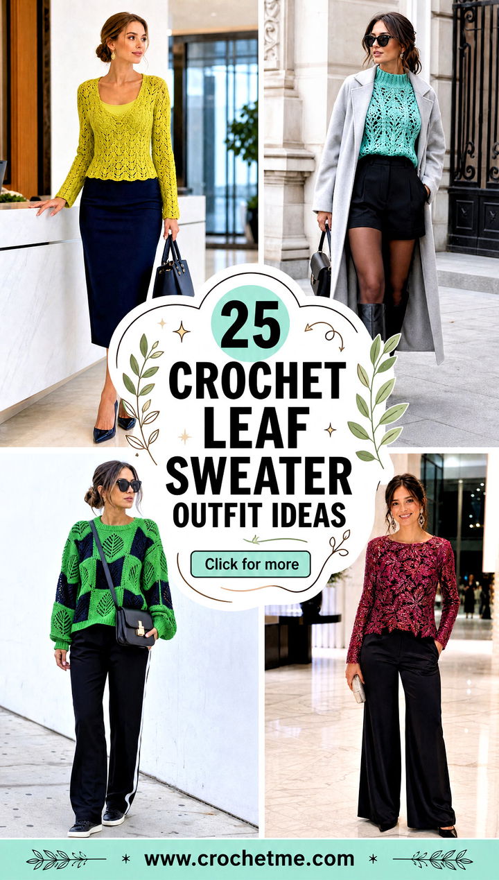 25 crochet leaf sweater outfit ideas - 25 crochet leaf sweater outfit ideas