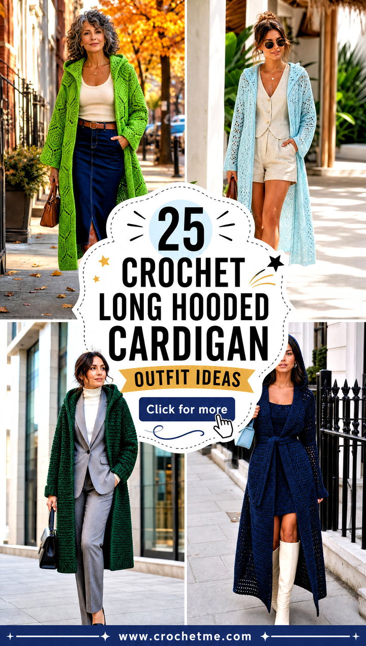 25 crochet long hooded cardigan outfit ideas - 25 crochet long hooded cardigan outfit ideas