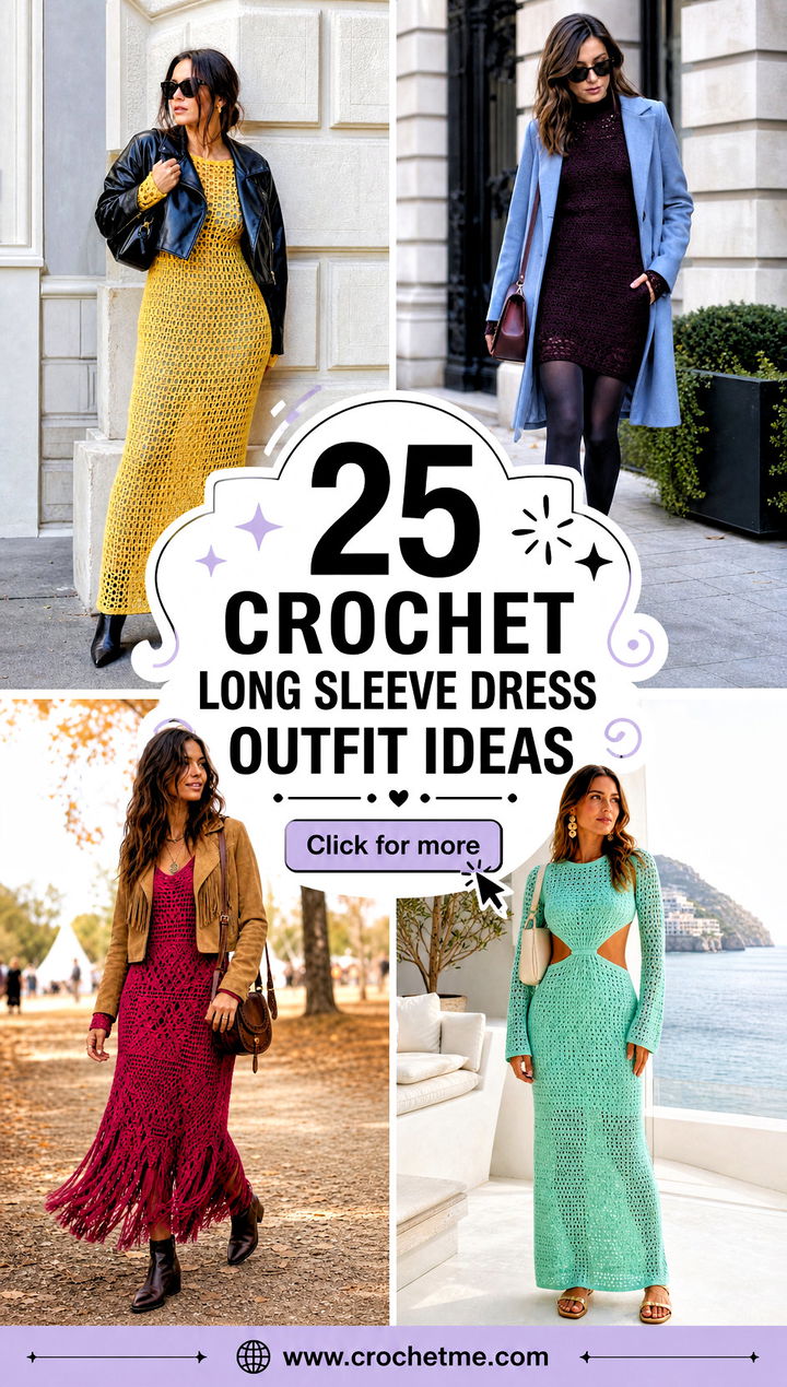 25 crochet long sleeve dress outfit ideas - 25 crochet long sleeve dress outfit ideas