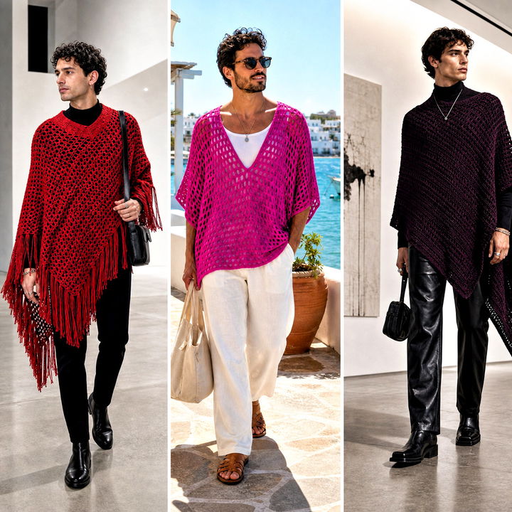 25 Crochet Men’s Poncho Outfit Ideas for Standout Style