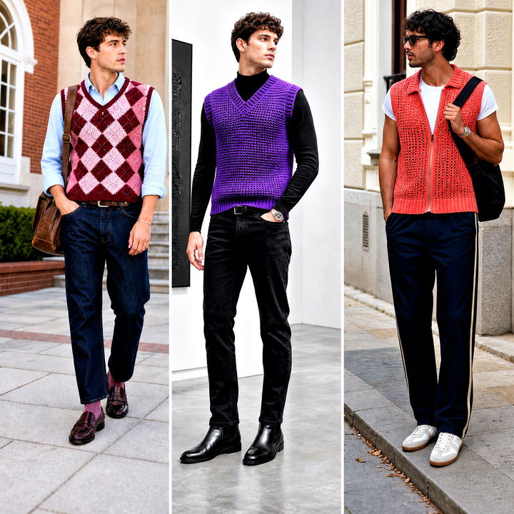 25 Crochet Men’s Sweater Vest Outfit Ideas for Smart Layers