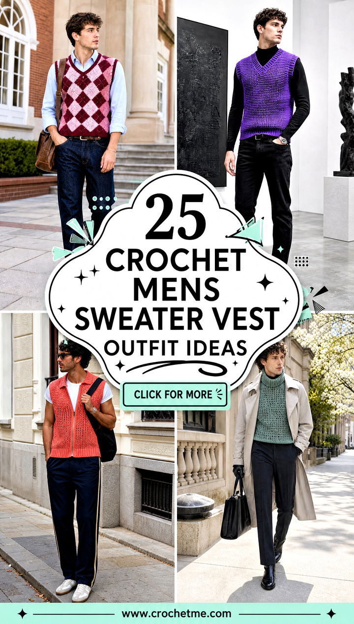 25 crochet mens sweater vest outfit ideas - 25 crochet mens sweater vest outfit ideas