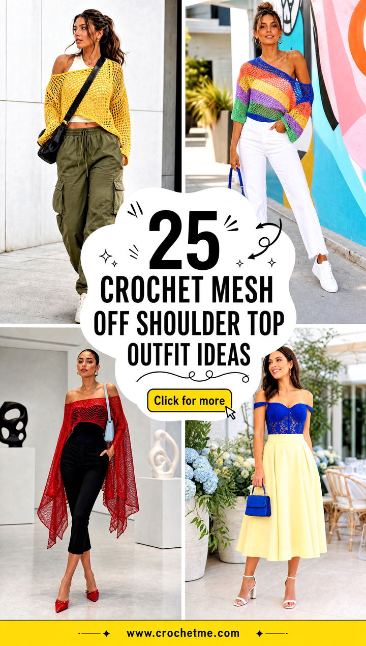 25 crochet mesh off shoulder top outfit ideas - 25 crochet mesh off shoulder top outfit ideas