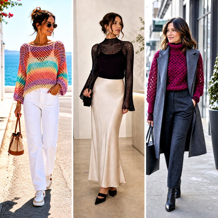 25 Crochet Mesh Sleeve Top Outfit Ideas for Bold Style