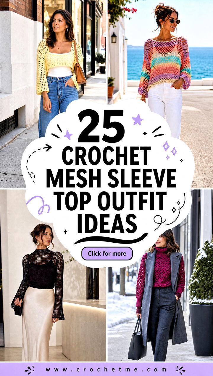 25 crochet mesh sleeve top outfit ideas - 25 crochet mesh sleeve top outfit ideas