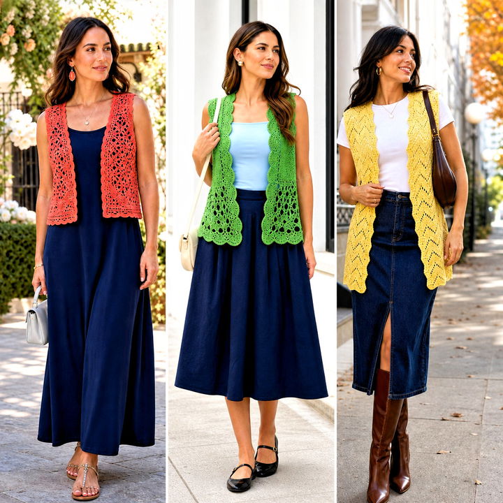 25 Crochet Open Front Vest Outfit Ideas for Effortless Layering