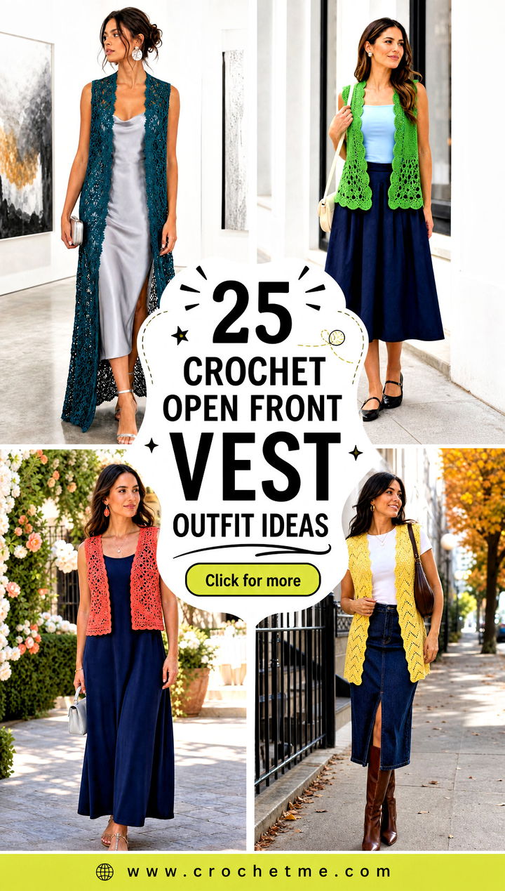 25 crochet open front vest outfit ideas - 25 crochet open front vest outfit ideas