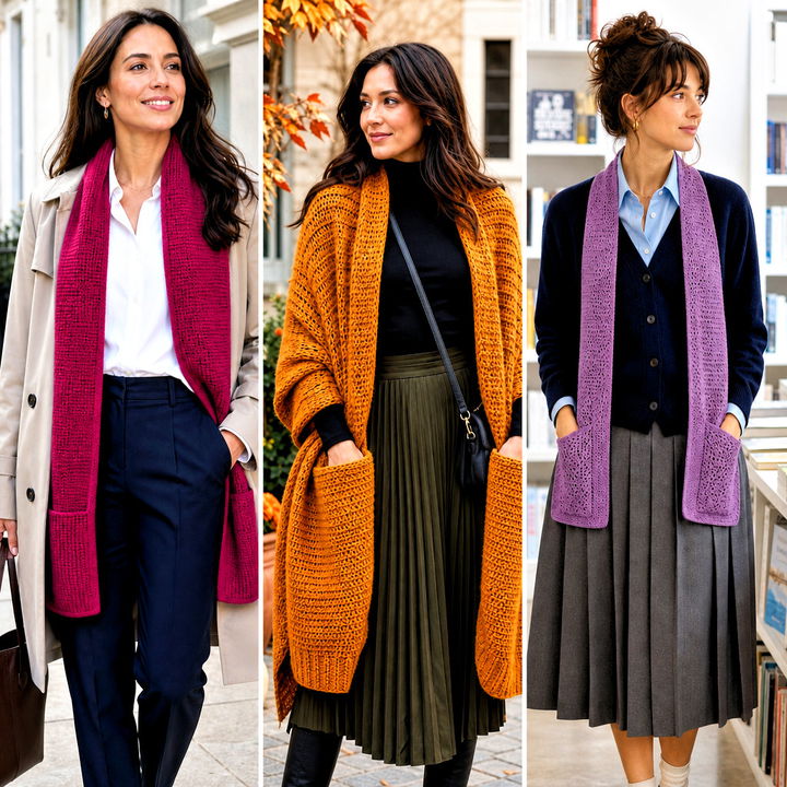 25 Crochet Pocket Scarves Outfit Ideas for Cozy Hands-Free Style