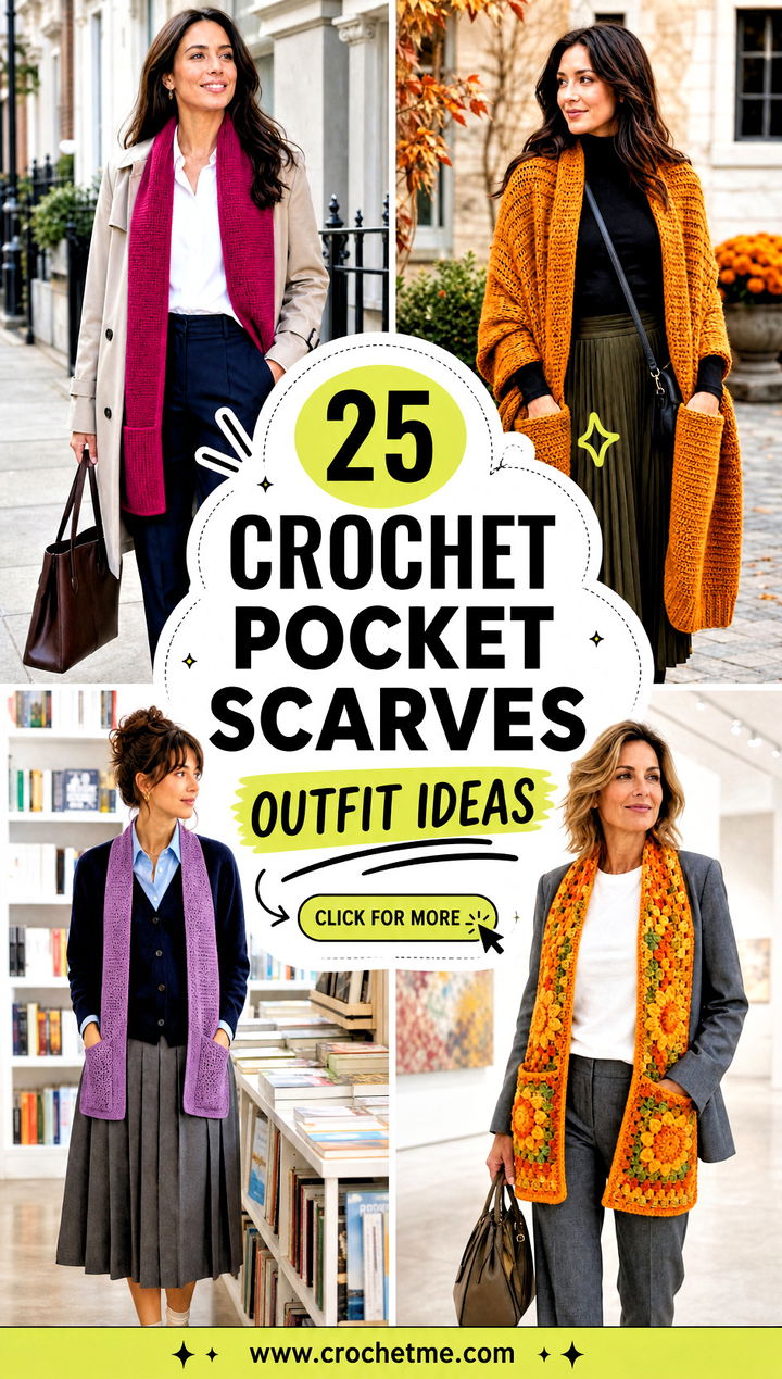 25 crochet pocket scarves outfit ideas - 25 crochet pocket scarves outfit ideas