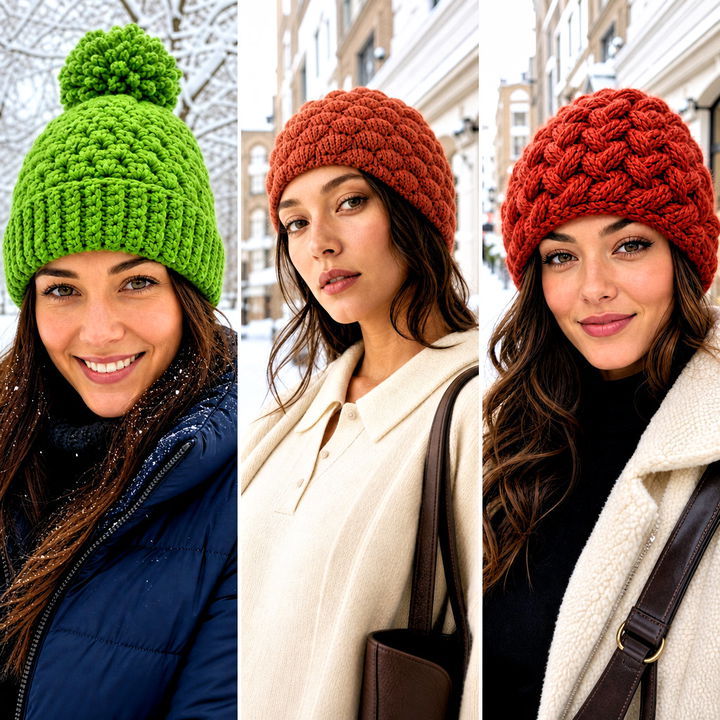 25 Crochet Puff Stitch Beanie Outfit Ideas for Cold Winter