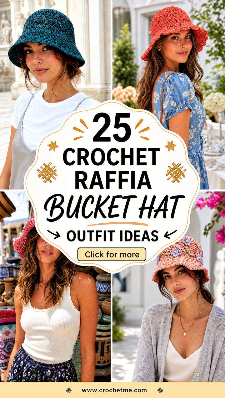 25 crochet raffia bucket hat outfit ideas - 25 crochet raffia bucket hat outfit ideas