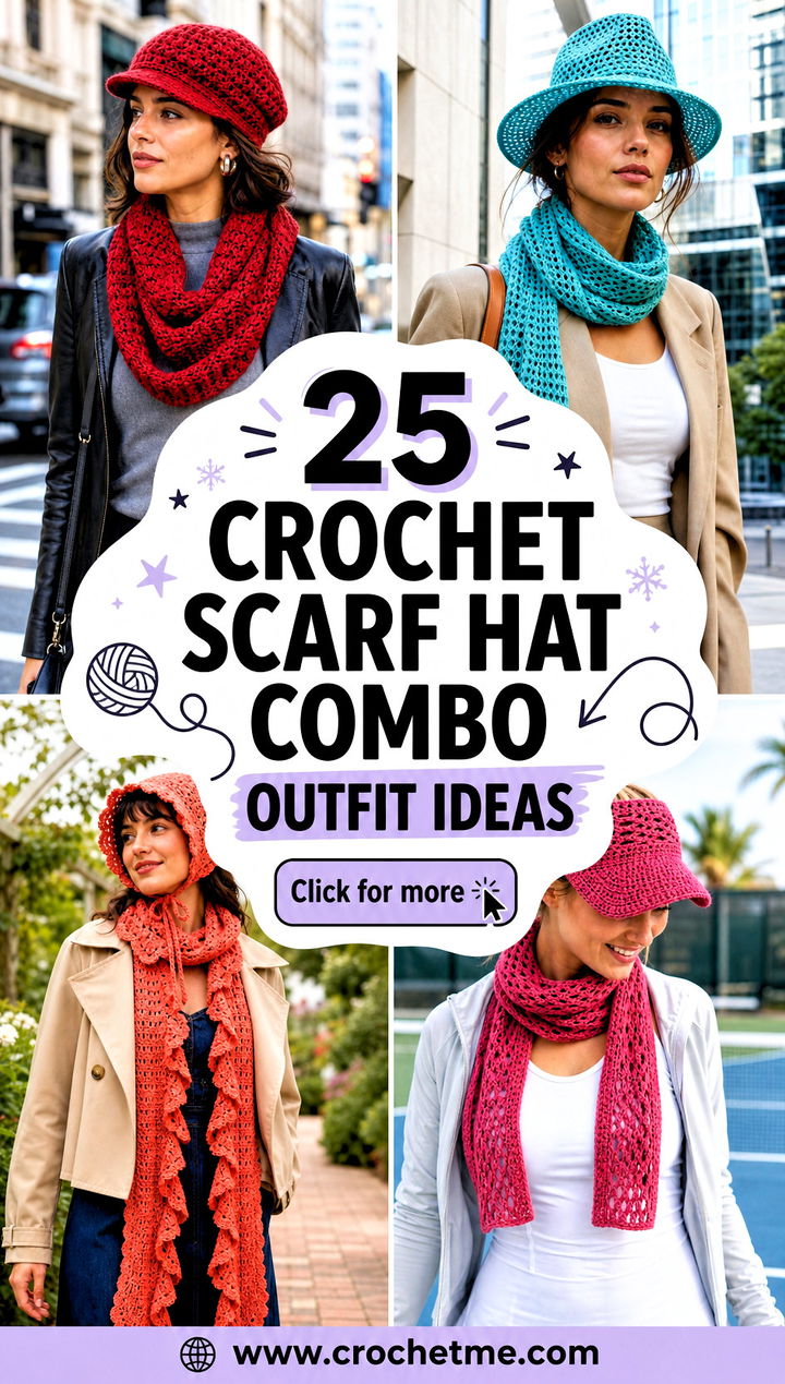 25 crochet scarf hat combo outfit ideas - 25 crochet scarf hat combo outfit ideas