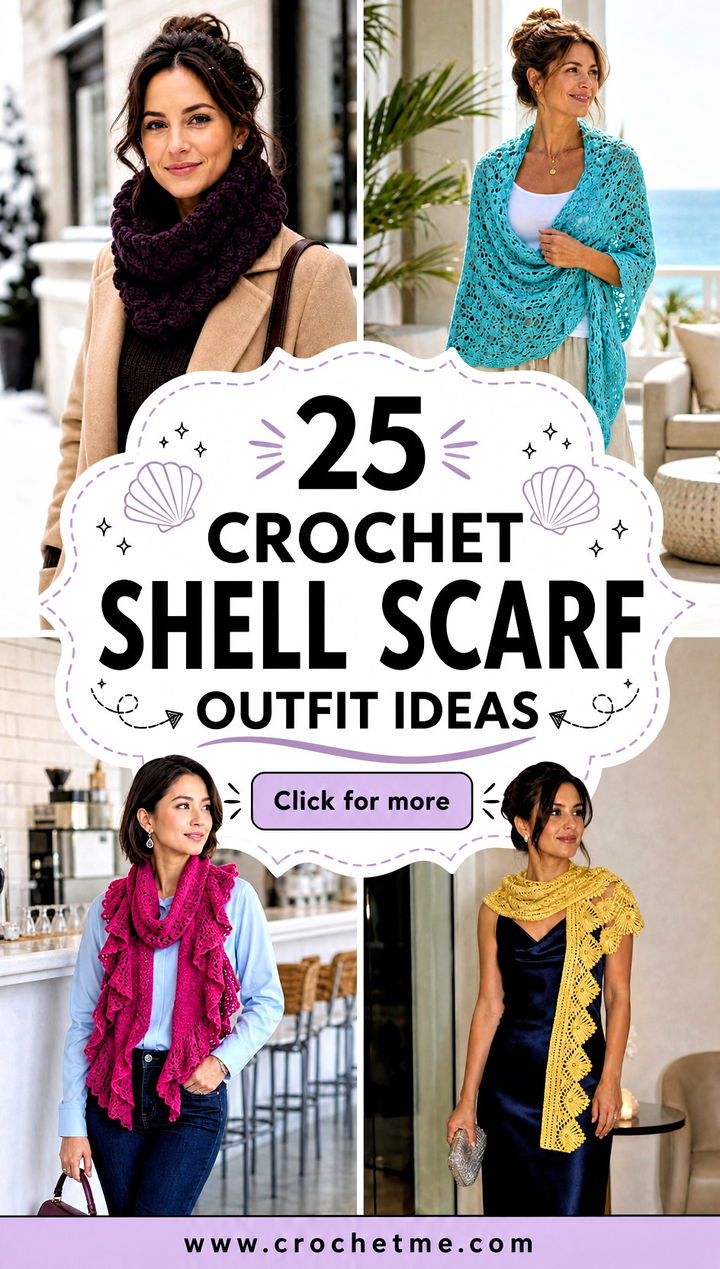 25 crochet shell scarf outfit ideas - 25 crochet shell scarf outfit ideas
