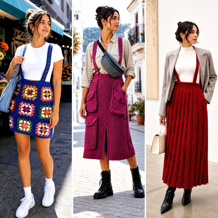 25 Crochet Skirt With Suspenders Outfit Ideas for Y2K Fans