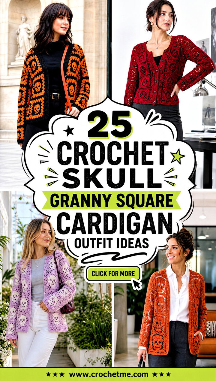 25 crochet skull granny square cardigan outfit ideas - 25 crochet skull granny square cardigan outfit ideas