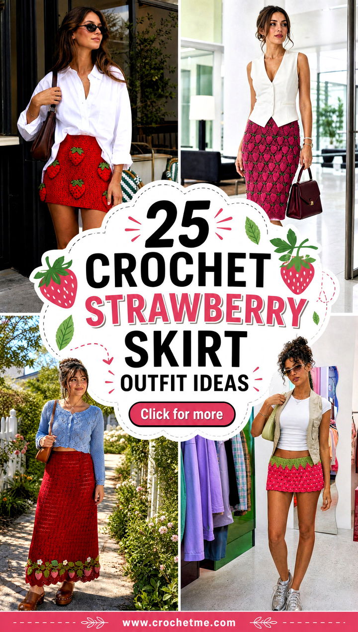 25 crochet strawberry skirt outfit ideas - 25 crochet strawberry skirt outfit ideas