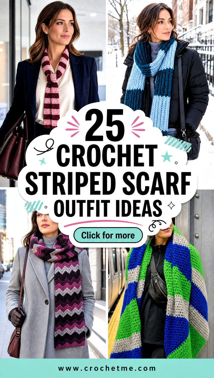 25 crochet striped scarf outfit ideas - 25 crochet striped scarf outfit ideas