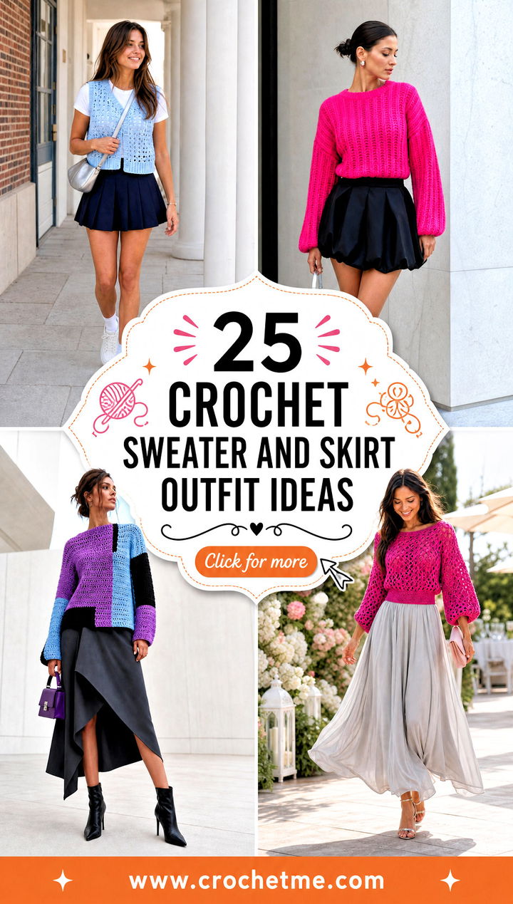 25 crochet sweater and skirt outfit ideas - 25 crochet sweater and skirt outfit ideas