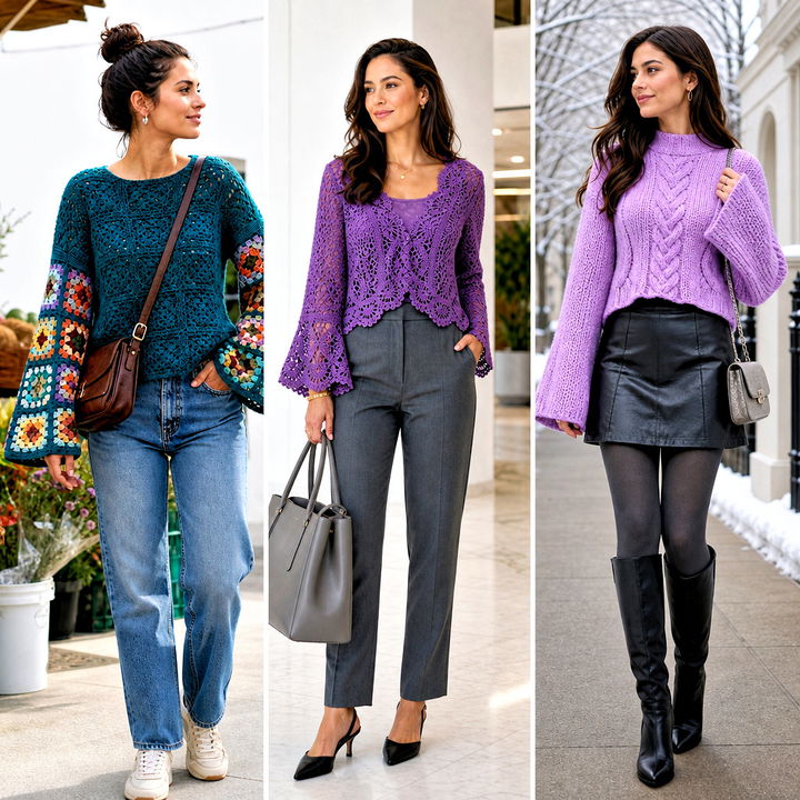 25 Crochet Sweater Bell Sleeves Outfit Ideas for Statement Style