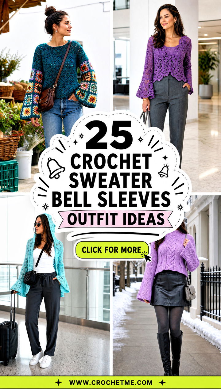 25 crochet sweater bell sleeves outfit ideas - 25 crochet sweater bell sleeves outfit ideas