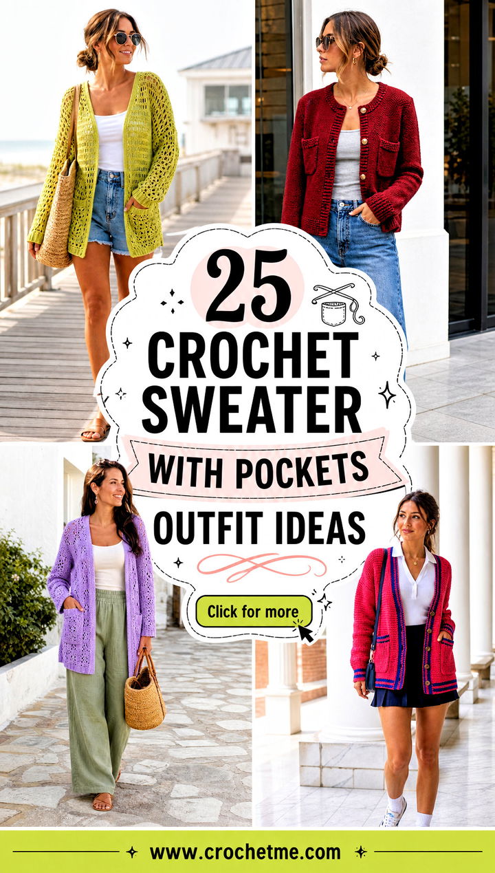 25 crochet sweater with pockets outfit ideas - 25 crochet sweater with pockets outfit ideas
