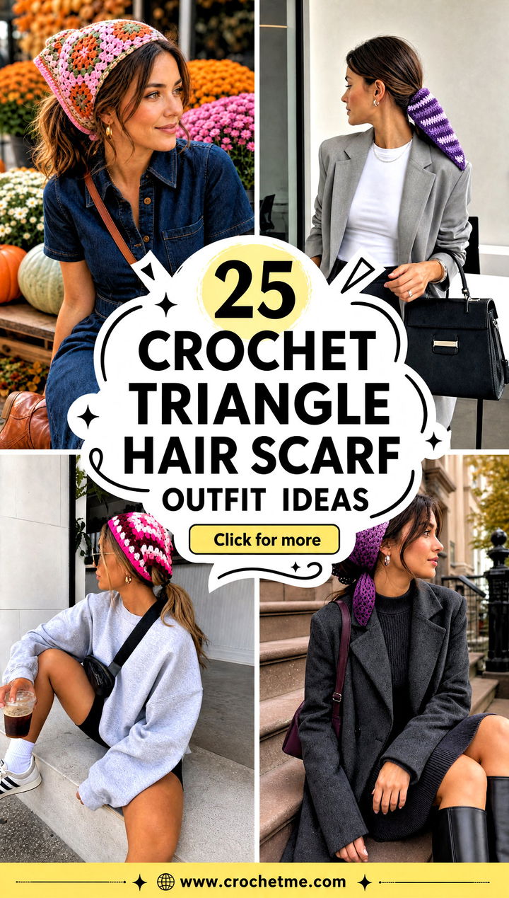 25 crochet triangle hair scarf outfit ideas - 25 crochet triangle hair scarf outfit ideas
