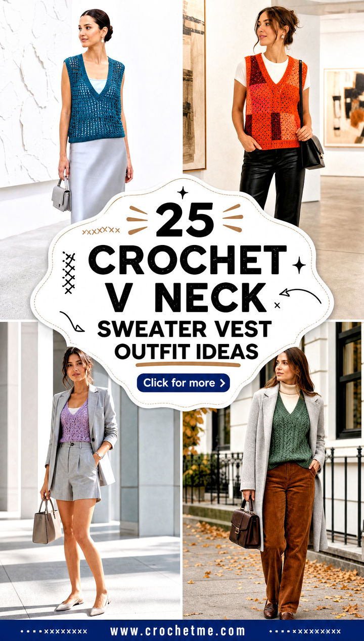 25 crochet v neck sweater vest outfit ideas - 25 crochet v neck sweater vest outfit ideas