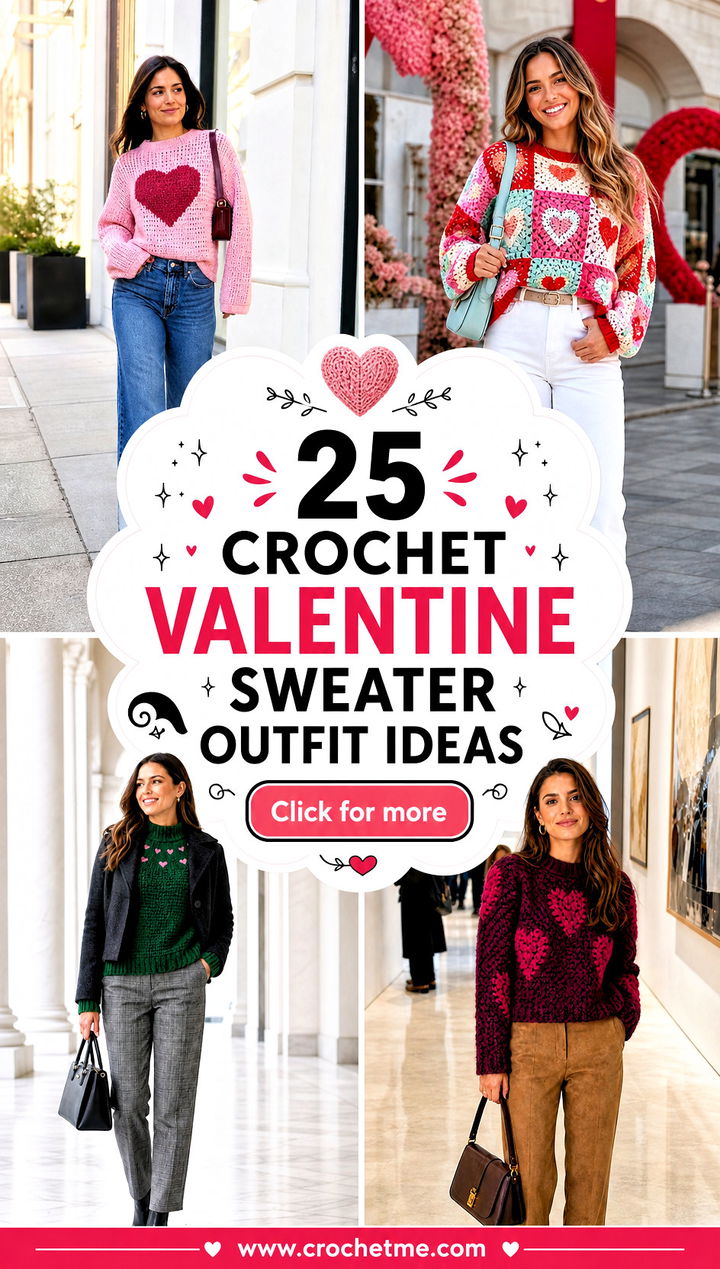 25 crochet valentine sweater outfit ideas - 25 crochet valentine sweater outfit ideas