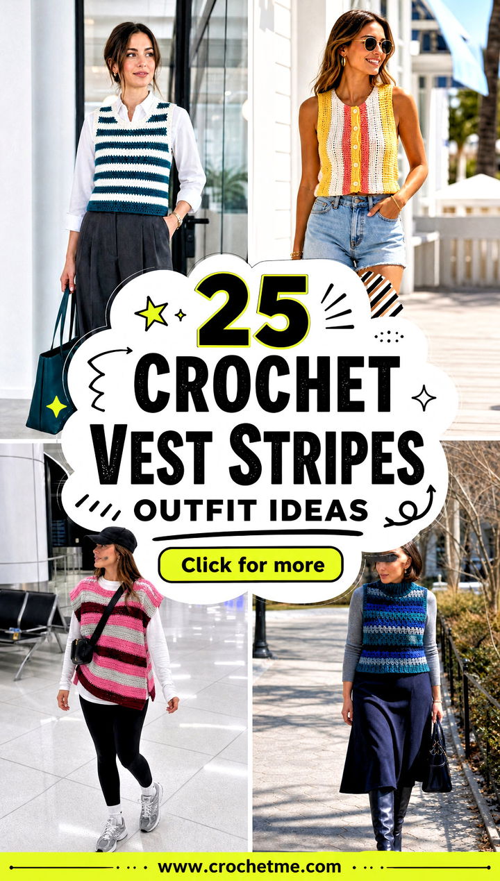 25 crochet vest stripes outfit ideas - 25 crochet vest stripes outfit ideas
