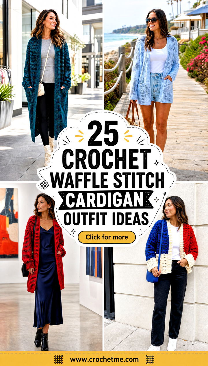 25 crochet waffle stitch cardigan outfit ideas - 25 crochet waffle stitch cardigan outfit ideas