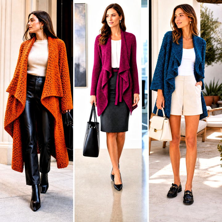 25 Crochet Waterfall Cardigan Outfit Ideas for Chic Layers