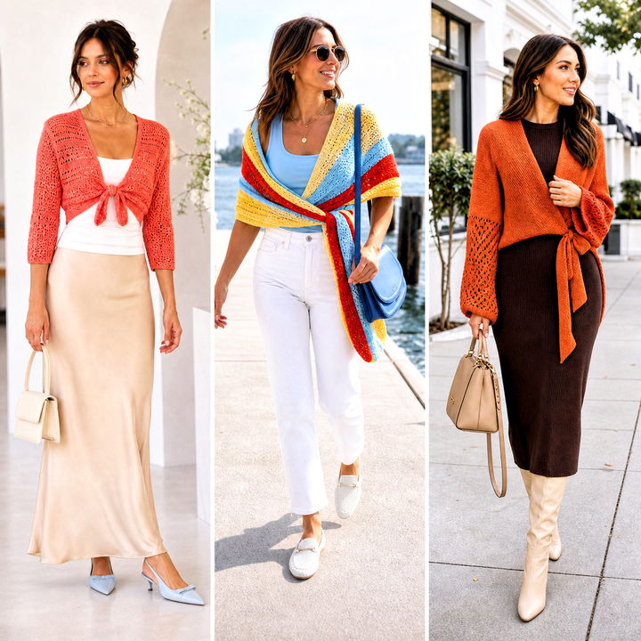 25 Crochet Wrap Around Shrug With Sleeves Outfit Ideas for Fall