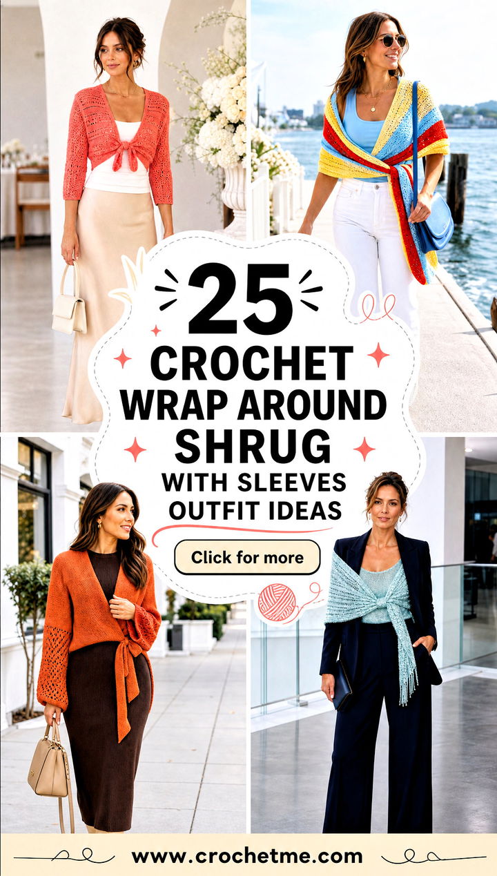 25 crochet wrap around shrug with sleeves outfit ideas - 25 crochet wrap around shrug with sleeves outfit ideas