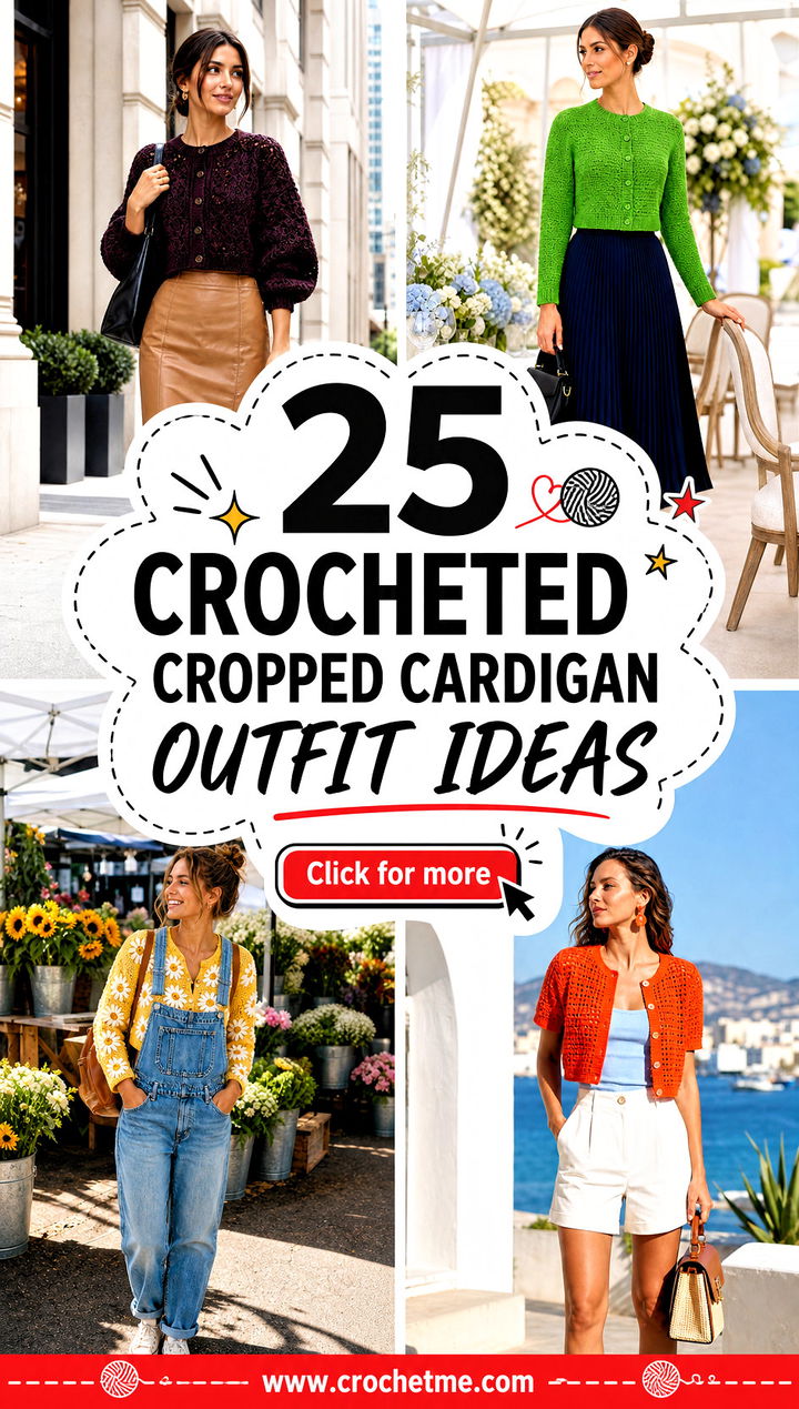 25 crocheted cropped cardigan outfit ideas - 25 crocheted cropped cardigan outfit ideas