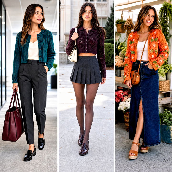 25 Crop Crochet Cardigan Outfit Ideas for Cozy Layering