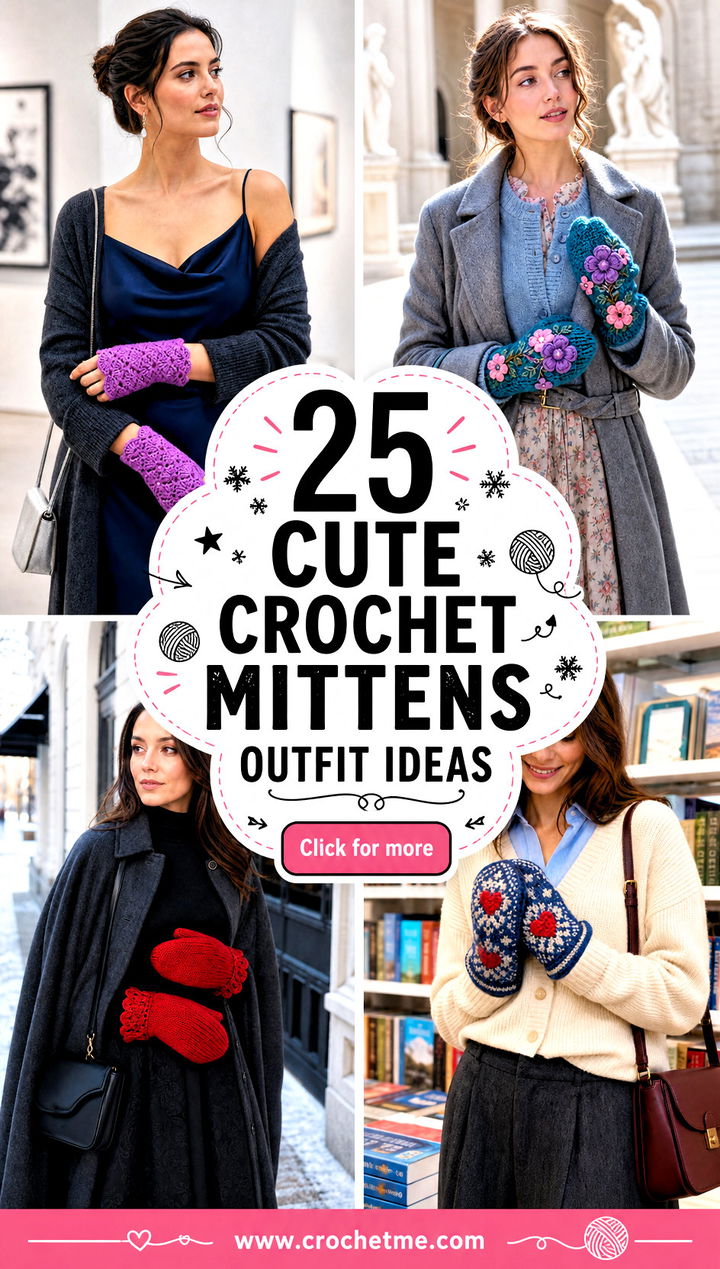 25 cute crochet mittens outfit ideas - 25 cute crochet mittens outfit ideas