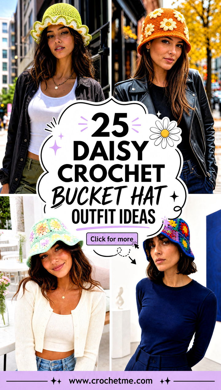 25 daisy crochet bucket hat outfit ideas - 25 daisy crochet bucket hat outfit ideas