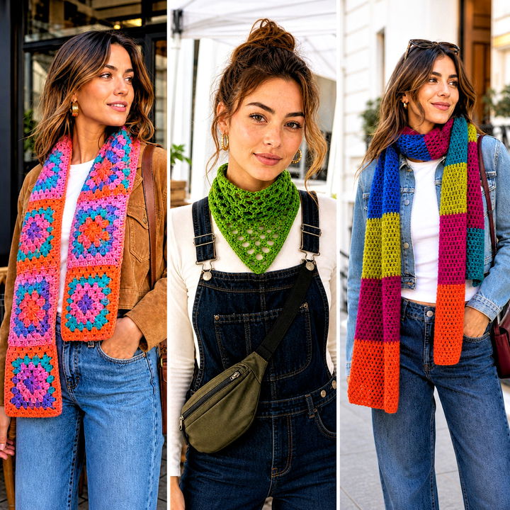 25 Denim and Crochet Scarf Outfit Ideas for Cozy Fall Style