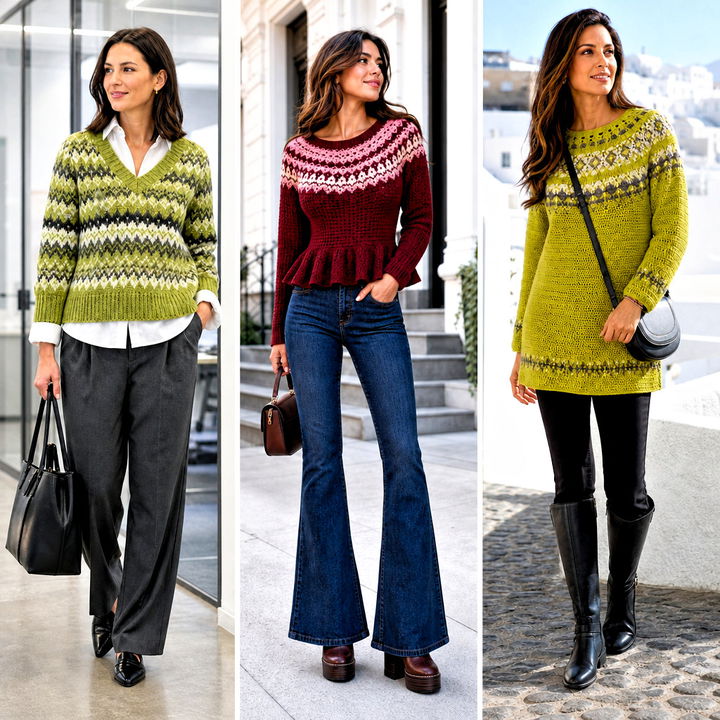 25 Fair Isle Crochet Sweater Outfit Ideas for Cozy Fall Style
