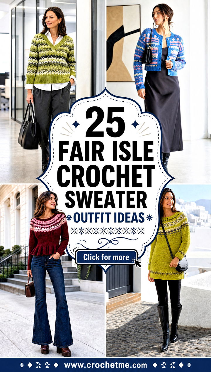 25 fair isle crochet sweater outfit ideas - 25 fair isle crochet sweater outfit ideas