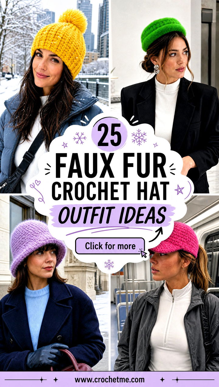 25 faux fur crochet hat outfit ideas - 25 faux fur crochet hat outfit ideas