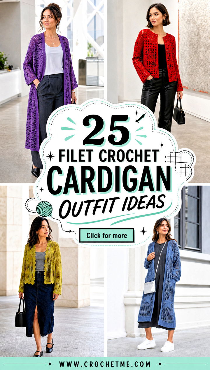 25 filet crochet cardigan outfit ideas - 25 filet crochet cardigan outfit ideas