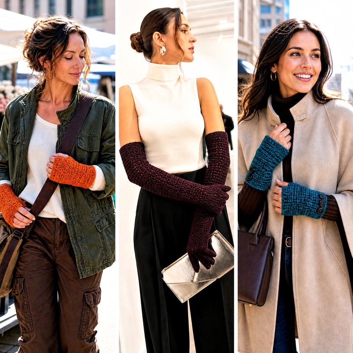 25 Finger Less Crochet Gloves Outfit Ideas for Cozy Style