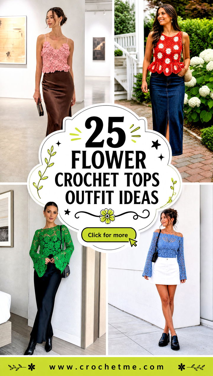 25 flower crochet tops outfit ideas - 25 flower crochet tops outfit ideas