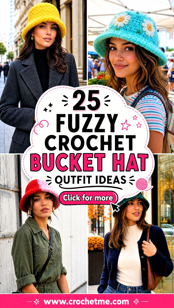 25 fuzzy crochet bucket hat outfit ideas - 25 fuzzy crochet bucket hat outfit ideas