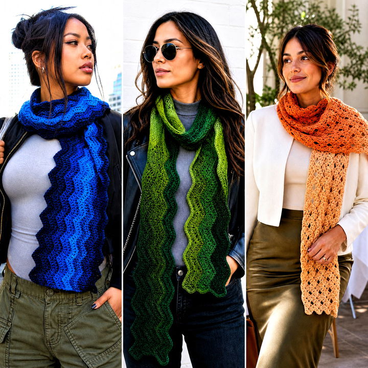 25 Gradient Crochet Scarf Outfit Ideas for Cozy Winter Style