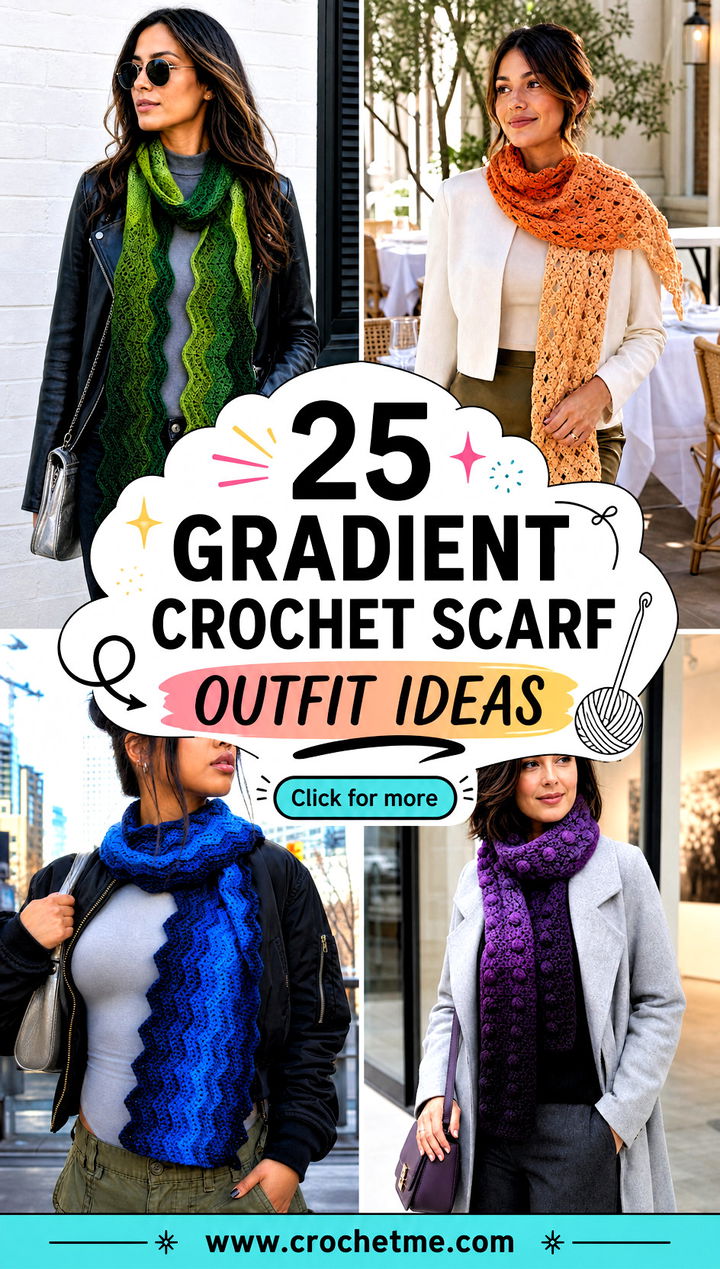 25 gradient crochet scarf outfit ideas - 25 gradient crochet scarf outfit ideas