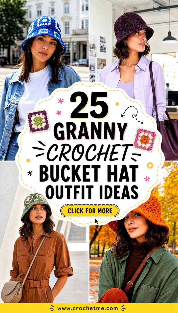 25 granny crochet bucket hat outfit ideas - 25 granny crochet bucket hat outfit ideas