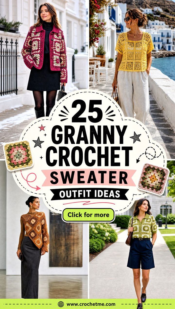 25 granny crochet sweater outfit ideas - 25 granny crochet sweater outfit ideas